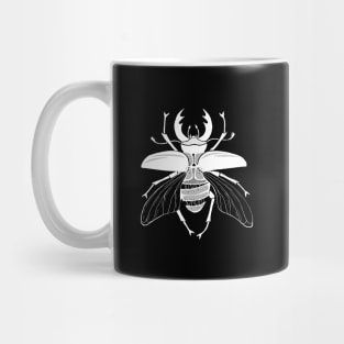 White stitched stag beetle Mug